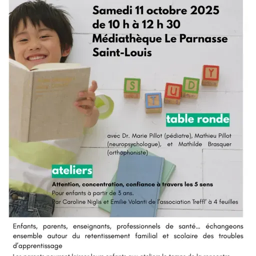 Matinée des DYS à la Médiathèque le Parnasse à Saint-Louis, samedi 11 octobre à 10h.