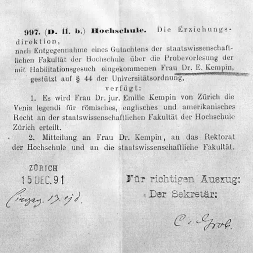 BGE 13 I 1 - Kempin-Spyri: Die erste Juristin der Schweiz