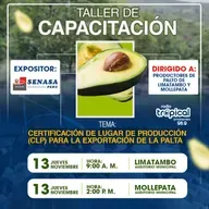 📻🥑 INVITACIÓN A TALLER DE CAPACITACIÓN SOBRE CERTIFICACIÓN DE LUGAR DE PRODUCCIÓN (CLP) 2025