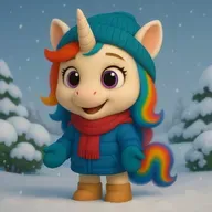 Petite Licorne découvre la neige