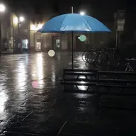 Pluie sous un parapluie | Pluie légère et régulière