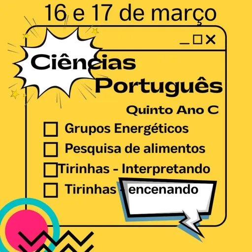 Ciências 16 de Março e Português 17 de março