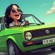 VRGT#451 YOKO ONO EN VOLKSWAGEN GOLF