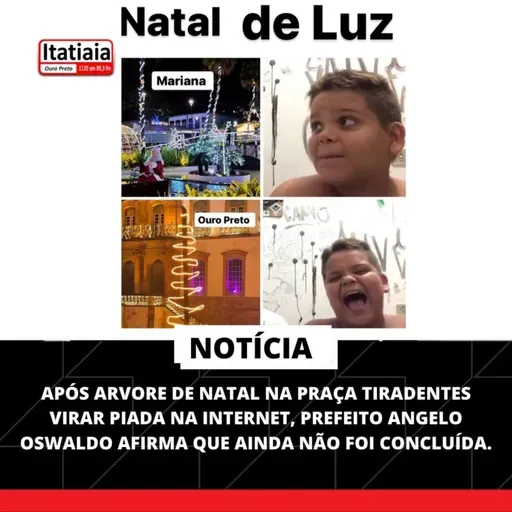 Após arvore de natal na Praça Tiradentes virar piada na internet, prefeito Angelo Oswaldo afirma que ainda não foi concluída