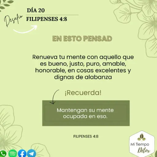 Día 20 - Desafío filipenses 4: 8