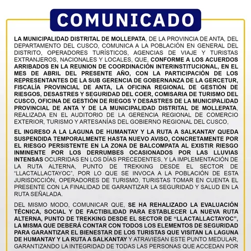 📻Particpa Alberto Rojas, opina sobre comunicado de la MDM. del cierre temporal a HUmantay y Salkantay 19/04/2025