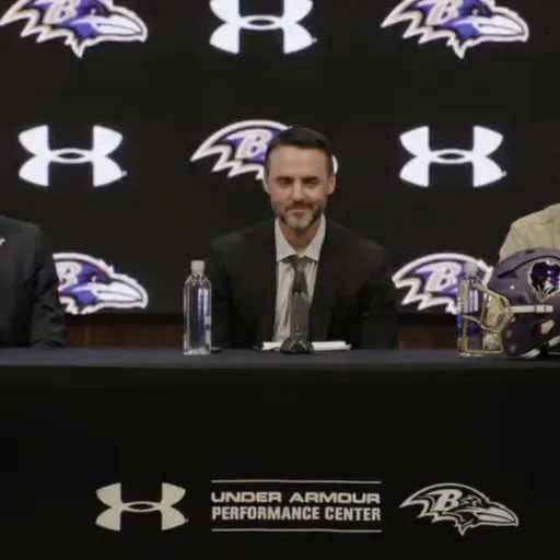 Jesse Minter, Eric DeCosta, Sashi Brown meet with media in Owings Mills