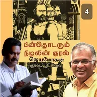 "பின் தொடரும்  நிழலின் குரல்4" (நாவல்) எழுதியவர்.திரு.ஜெயமோகன் குரல்.ஆதிசிவன் அபிஷேகப்பாக்கம்.  பாண்டிச்சேரி .தொடர்பு எண்.9360746310.