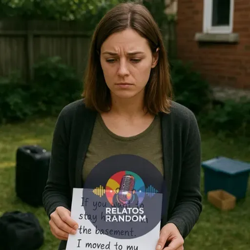 Encontré mis cosas en el jardín con una nota. Si quieres quedarte aquí, vive en el sótano