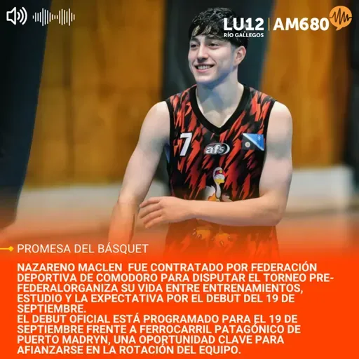 Nazareno Maclen, de 16 años llega al básquet profesional en Comodoro Rivadavia