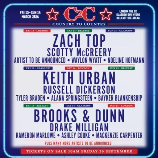 Sábado 27 de septiembre de 2025: Country To Country 2026.