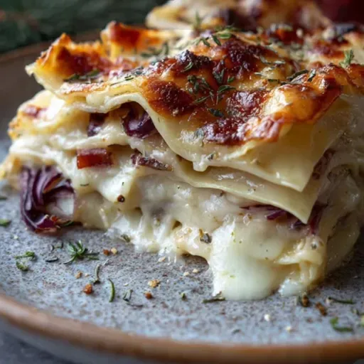 Lasagne radicchi, speck e fontina