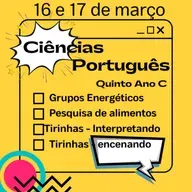 Ciências 16 de Março e Português 17 de março