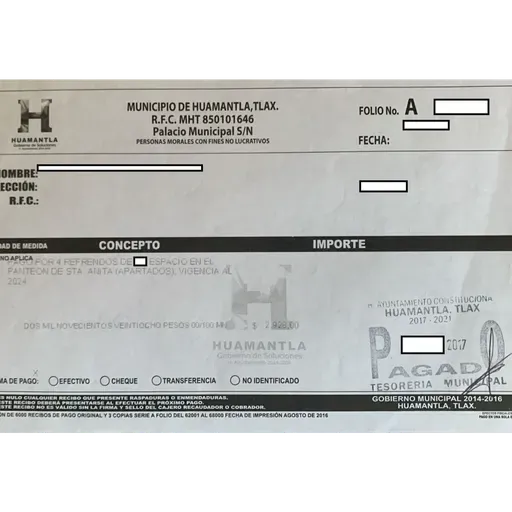 INCREMENTO EN CUOTAS DEL PANTEÓN DE SANTA ANITA,  EN HUAMANTLA, SE ACERCAN AL 100% ANUAL; EN SIETE  AÑOS REGISTRÓ INCREMENTOS DE MÁS DEL 600%