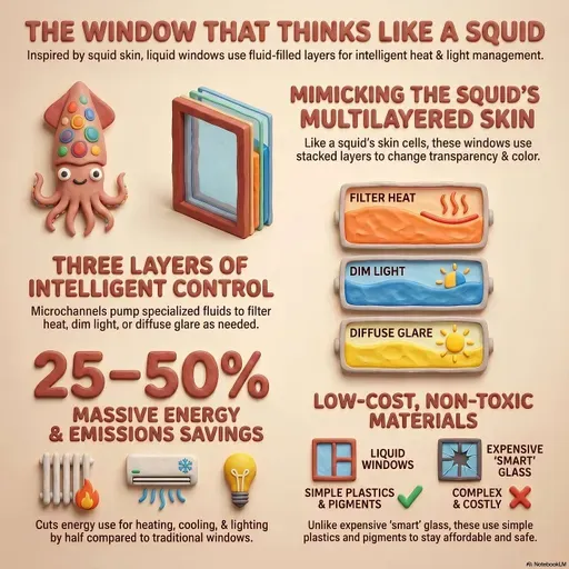 Liquid Windows: Squid Skin-Inspired Smart Glass for Buildings