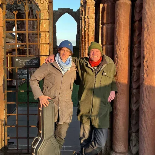 The Brothers Gillespie walking to Holy Island