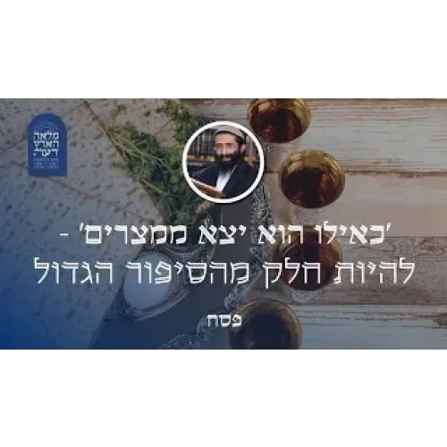 פסח • 'כאילו הוא יצא ממצרים' - להיות חלק מהסיפור הגדול