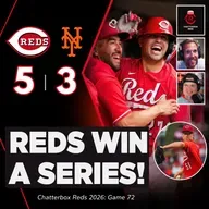 Game 72 - Reds 5, Mets 3 (Reds WIN SERIES!!!)