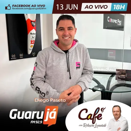 130622 - Café na Guarujá 92.9 FM, com Diego Paseto, dono da empresa Ceramic Pro Criciúma