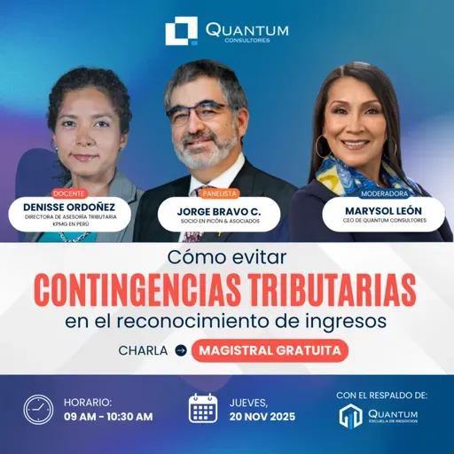 Charla magistral gratuita: Cómo evitar contingencias tributarias en el reconocimiento de ingresos