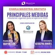 Charla magistral gratuita: PRINCIPALES MEDIDAS TRIBUTARIAS VIGENTES PARA EL EJERCICIO 2026