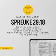Wat sê die vers? Spreuke 29:18