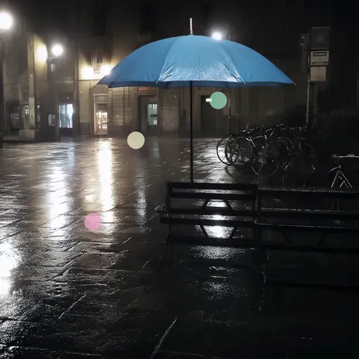 Pluie sous un parapluie | Pluie légère et régulière