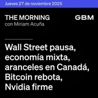 THE MORNING 27-11-25 | Wall Street pausa; economía mixta; aranceles en Canadá; Bitcoin rebota; Nvidia firme; Banxico recorta 2025 y prevé recortes.