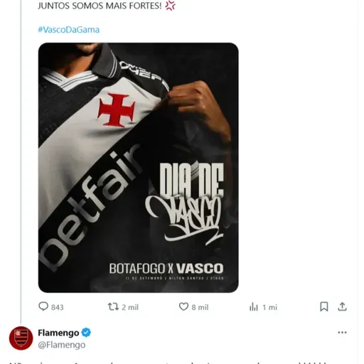 Vasco copia o Flamengo e leva resposta humilhante nas redes