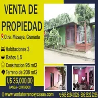 se vende propiedad casa residencia en masaya