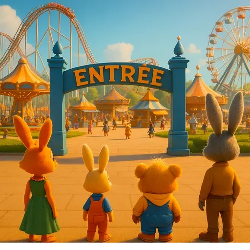 Petit Lapin au parc d'attractions