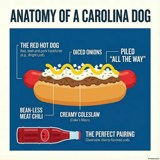 Carolina-Style Hot Dogs Unpacked: The Neon Red Frank, The Works, and The Slaw Debate