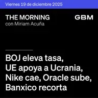 THE MORNING 19-12-25 | BOJ eleva tasa; UE apoya a Ucrania; Nike cae; Oracle sube; Banxico recorta; Volaris–Viva; OMA invierte. No te pierdas The Morning Talks con Andrés Olea.