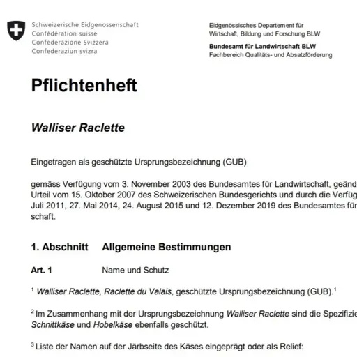 BGE 133 II 429 - Raclette