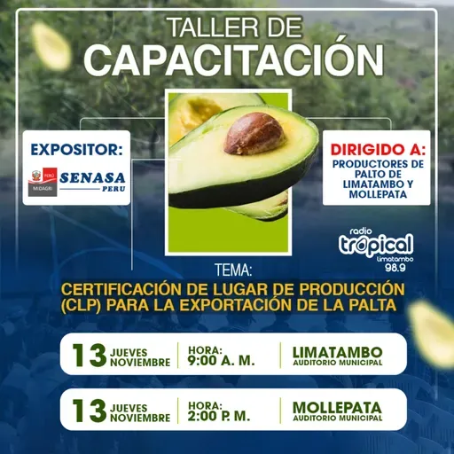 馃摶馃 INVITACI脫N A TALLER DE CAPACITACI脫N SOBRE CERTIFICACI脫N DE LUGAR DE PRODUCCI脫N (CLP) 2025