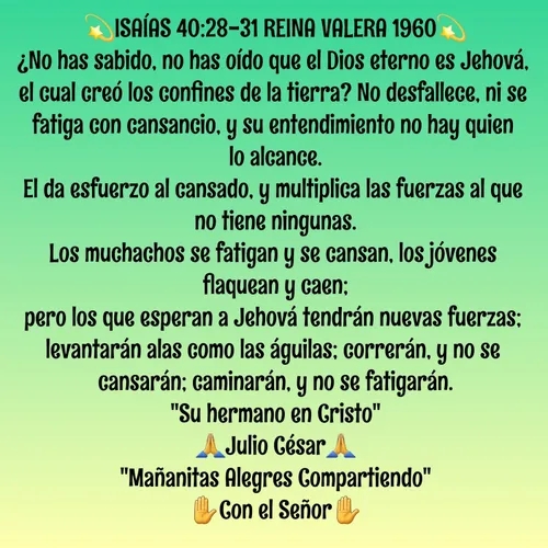 REFLEXION: " ALCEMOS EL VUELO COMO EL AGUILA" 🙏JULIO FLOREZ🙏